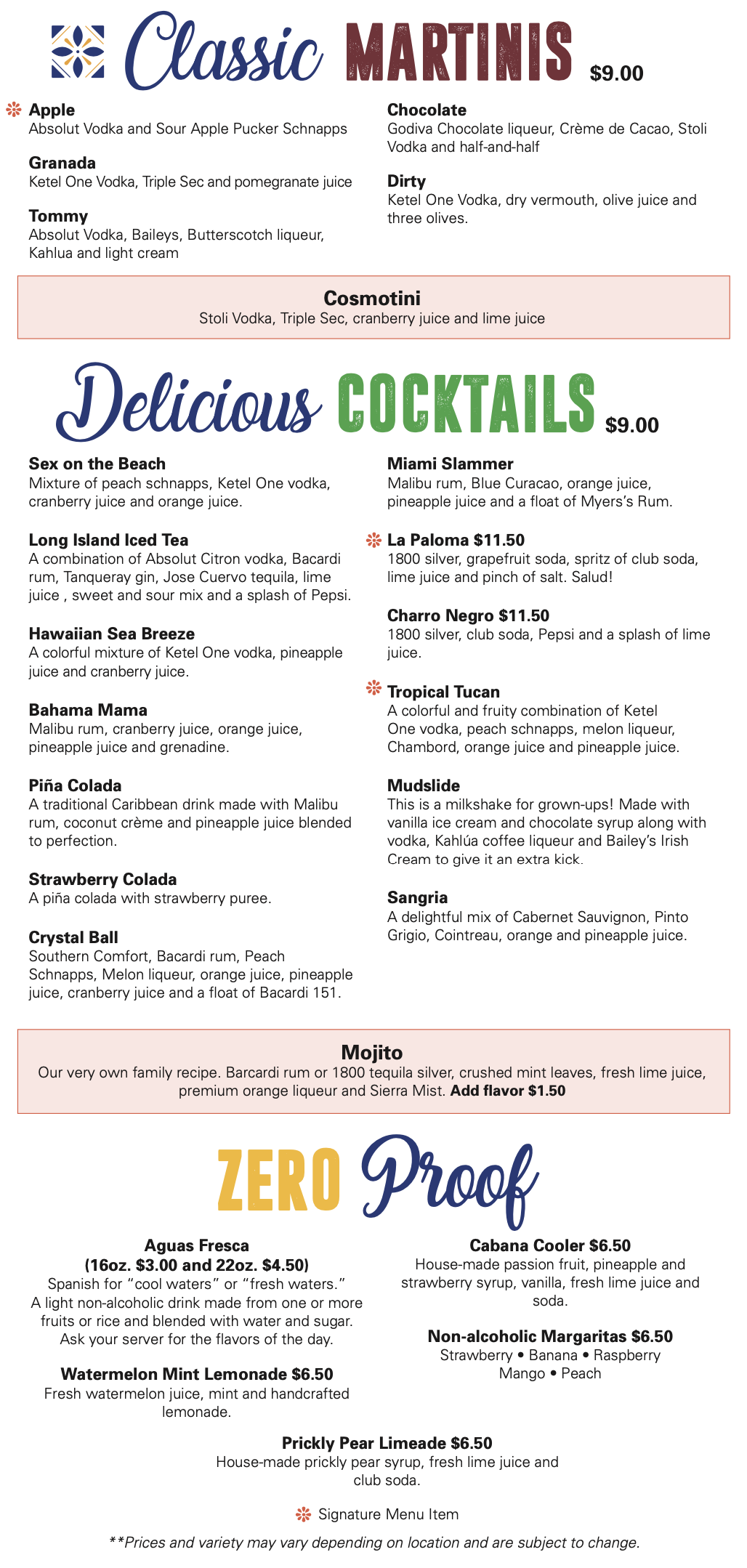 Billerica Menu – Casa Blanca Mexican Restaurant, Massachusetts